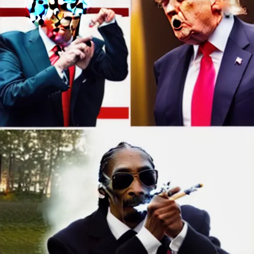 Image similar to donald trump smoking weed with snoop dogg