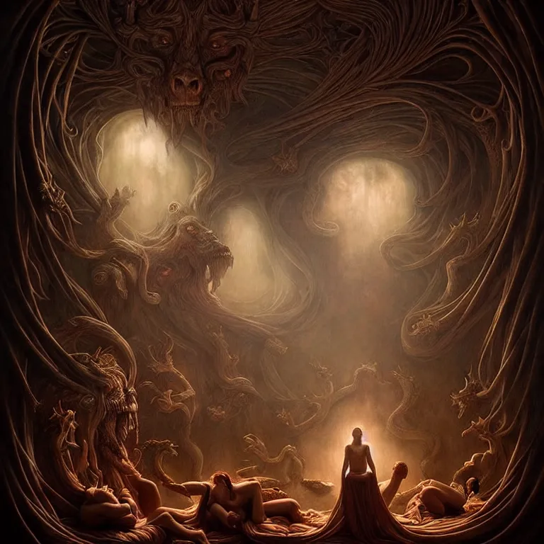 Image similar to epic professional digital art of insatiable gods, moderate atmospheric lighting, painted, intricate, detailed, foreboding, by leesha hannigan, wayne haag, reyna rochin, ignacio fernandez rios, mark ryden, iris van herpen, epic, stunning, gorgeous, much wow, cinematic, masterpiece.