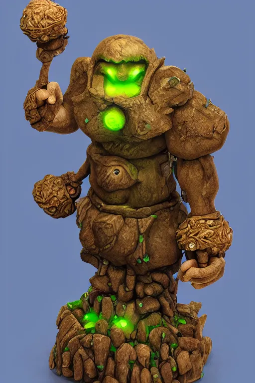 Image similar to zelda fantasy art giant golem troll wood rock greeble gemstone, global illumination ray tracing hdr fanart arstation by sung choi and eric pfeiffer and gabriel garza and casper konefal