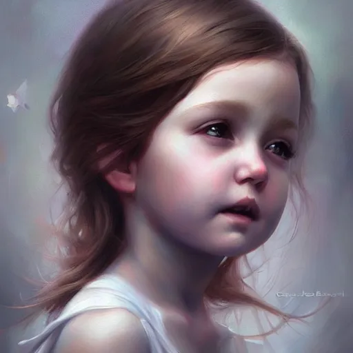 Image similar to love is patient love is kind, mother and child ; photorealistic oil painting by charlie bowater and mark blooms ; highly detailed cute faces by wlop ; trending on artstation