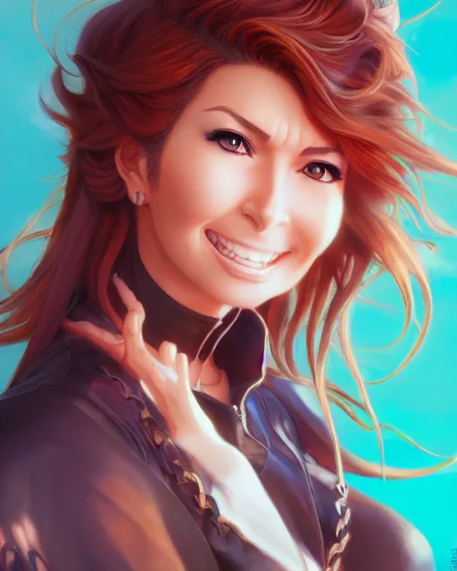 Image similar to anime portrait of Shania Twain by Stanley Artgerm Lau, WLOP, Rossdraws, James Jean, Andrei Riabovitchev, Marc Simonetti, and Sakimichan, trending on artstation