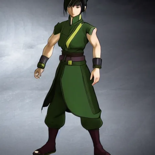 Image similar to toph beifong in final fantasy vii remake, character render, full body shot, highly detailed, in game render