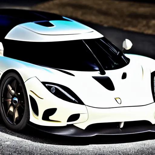 Image similar to koenigsegg jesko, hypercar, highly detailed, 8k, sharp focus, depth of field, high contrast, close up shot, headlights,