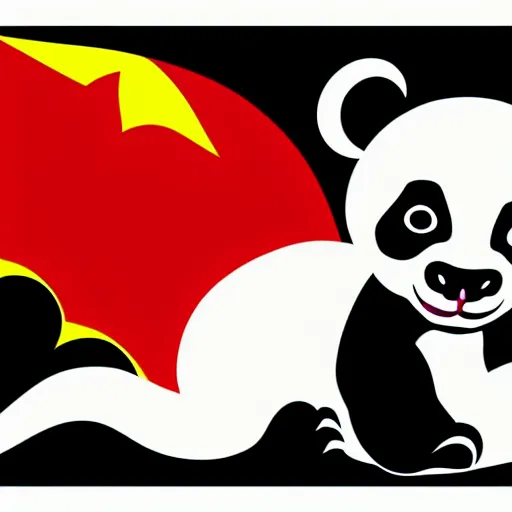 Image similar to vector art of welsh dragon and cute panda mixed, intercrossed, chimera, welsh flag, adobe illustrator