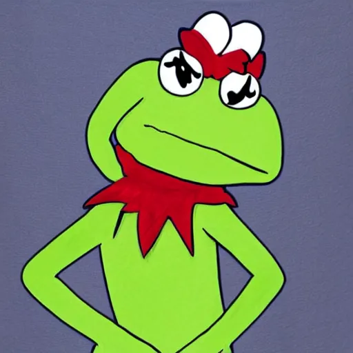 Prompt: kermit waifu