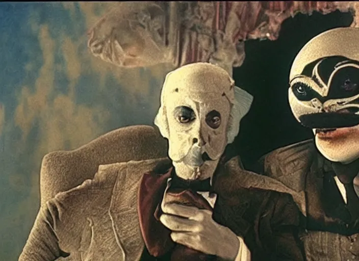 Prompt: still image from a movie by alejandro jodorowsky, david lynch and georges melies