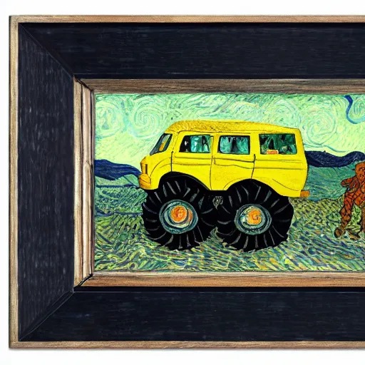 Prompt: monster truck, painted by van gogh