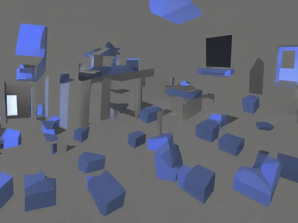 Prompt: Blue Velvet by David Lynch as a PS1 first person video game, low poly