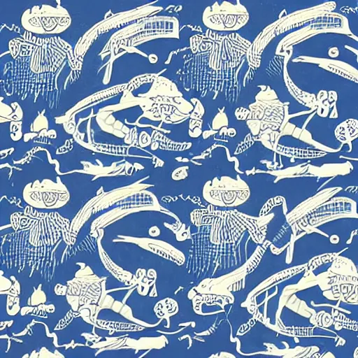 Image similar to willow pattern of aliens