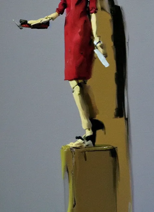 Image similar to a toy figure fashion model girl by Ashley Wood, Yoji Shinkawa, French Impressionism, palette knife strokes