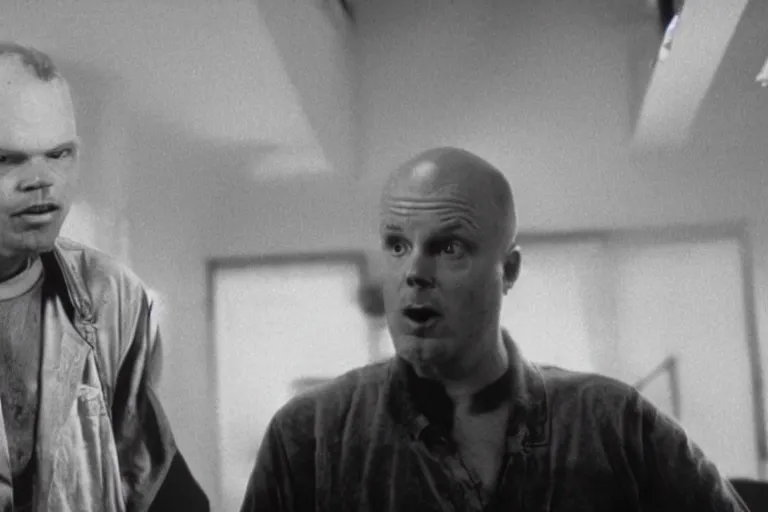 Prompt: a film still of Bill burr in weird science, high quality