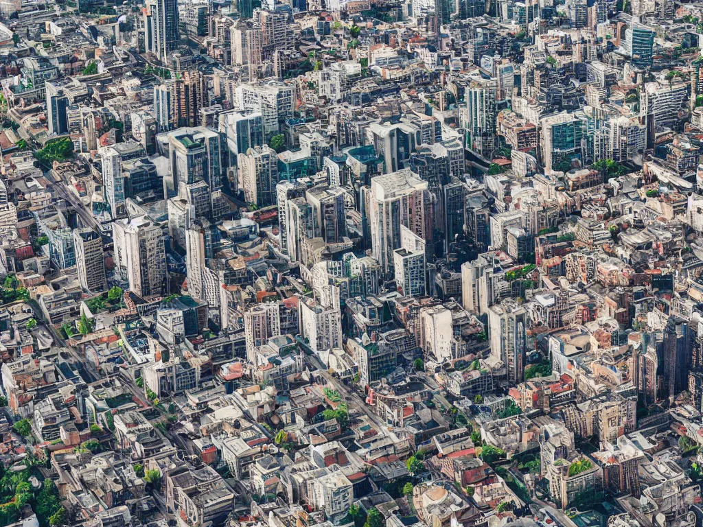 Image similar to drone view of a city, Brutalist architecture,sharp focus,telephoto lens,digital art 4k