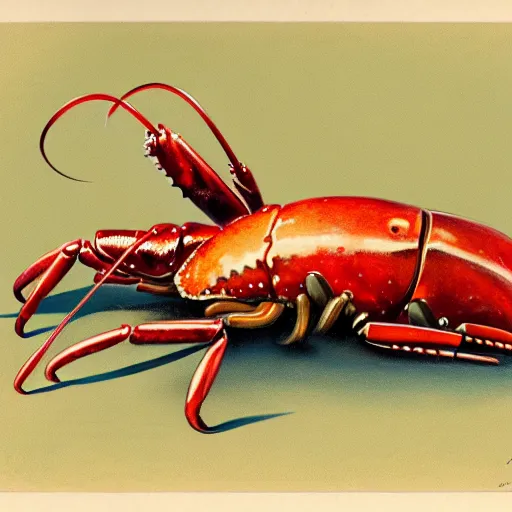 Image similar to 1950s lobster . muted colors by Jean-Baptiste Monge