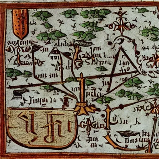 Image similar to medieval map of the town of yelm