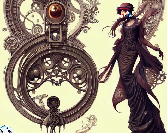 Prompt: A couple with mechanical eyes, art nouveau, fantasy, intricate steam pipe designs, elegant, highly detailed, sharp focus, art by Artgerm and Greg Rutkowski and WLOP