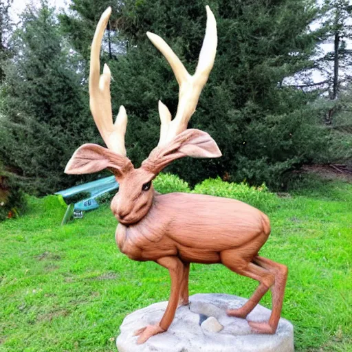 Image similar to A statue of a Jackalope