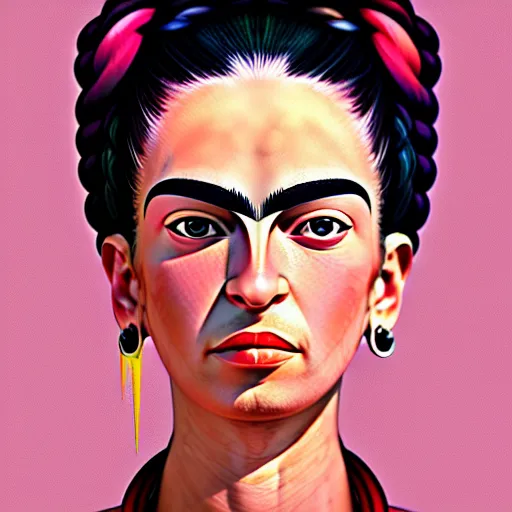 Prompt: portrait of Megara, expressive pose, futuristic, highly detailed, digital painting, artstation, concept art, smooth, sharp focus, by Frida Kahlo
