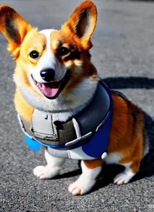 Image similar to A humanoid Corgi wearing Power Armor