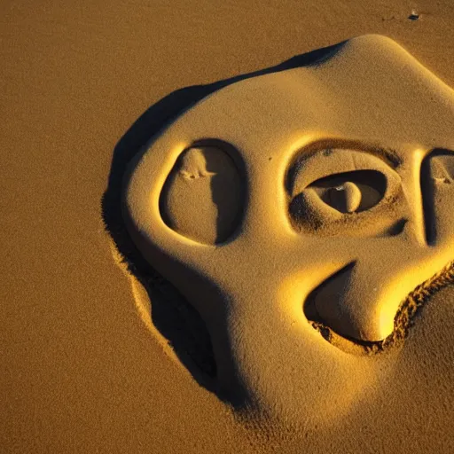 Image similar to a face in the sand