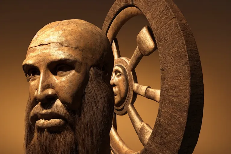 Prompt: 3 5 0 0 bc man inventing the wheel, highly detailed, photorealistic portrait, bright studio setting, studio lighting, crisp quality and light reflections, unreal engine 5 quality render