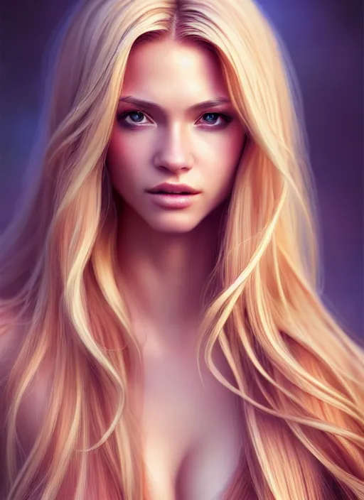 Prompt: photo of a gorgeous female with long blonde hair in the style of stefan kostic, realistic, full body shot, sharp focus, 8 k high definition, insanely detailed, intricate, elegant, art by stanley lau and artgerm, floating embers