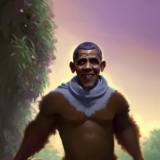 Image similar to barack obama as shrek, brown skin, highly detailed, digital painting, artstation, concept art, sharp focus, illustration, art by greg rutkowski and alphonse mucha