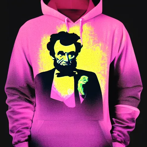 Prompt: vector abe lincoln in hoodie, portrait, vaporwave, synthwave, neon, vector graphics, cinematic, volumetric lighting, f 8 aperture, cinematic eastman 5 3 8 4 film