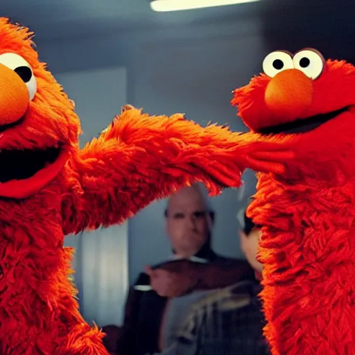 Image similar to elmo in the sopranos, 4 k, high detail, high - resolution photograph, professional photography, ultra - detail