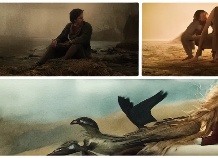 Image similar to she strode in driven by anxious purpose, cinematography by Denis Villeneuve, watercolors by John James Audubon, shot for IMAX, mood lighting, depth of field, interior shot