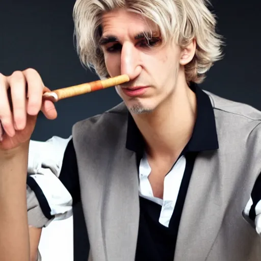 Image similar to xqc smoking a cigarrette