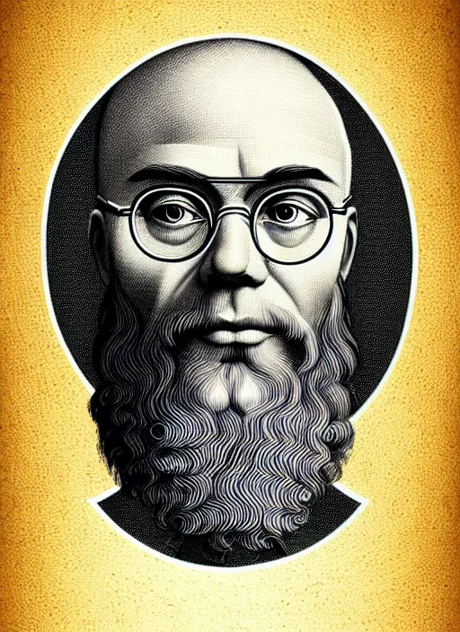 Image similar to portrait saint maximilian kolbe graphic in the art style of leonardo da vinci pencil, ultra detailed illustration vector line pencil highly detailed