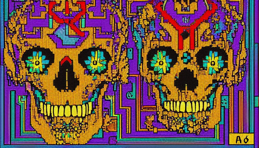 Prompt: aztec skull, pixel art style, highly detail, PC engine 98