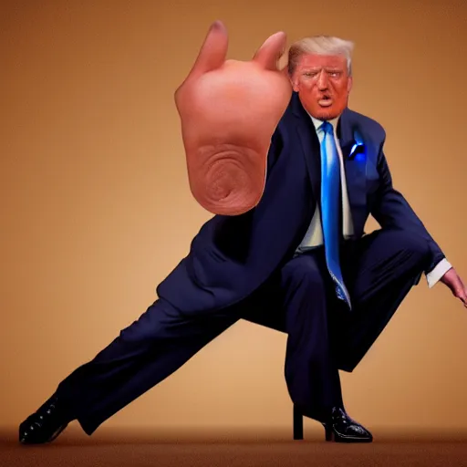 Prompt: hyper realistic photo of donald trump as a playboy model bending over, proportional body