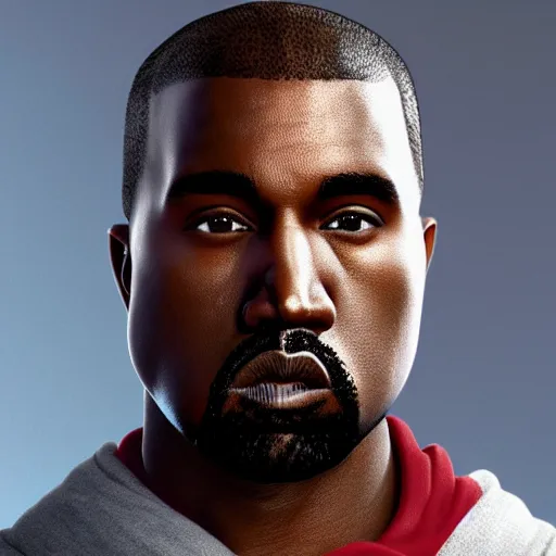 Image similar to 3 d kanye west avatar model, 4 k, ultra - realistic, octane render