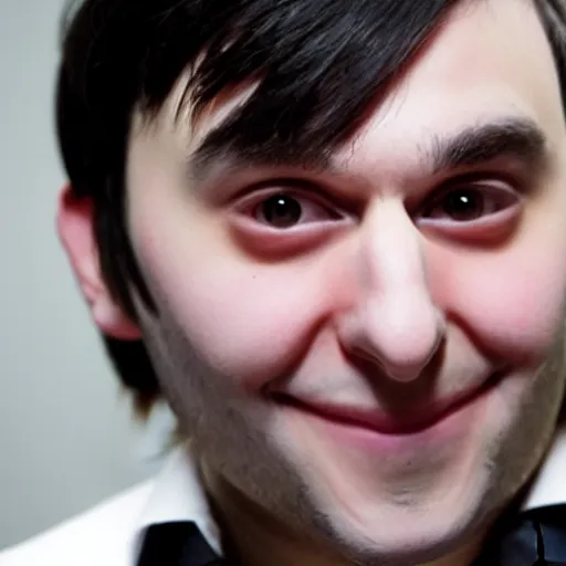 Image similar to cute looking martin shkreli cosplaying a girl with cat ears