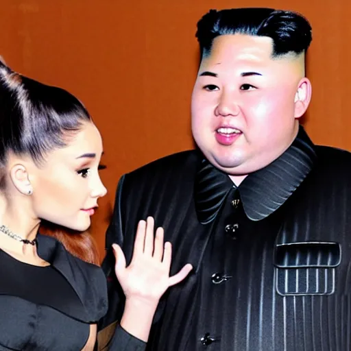 Image similar to ariana grande meeting kim jong un, steampunk