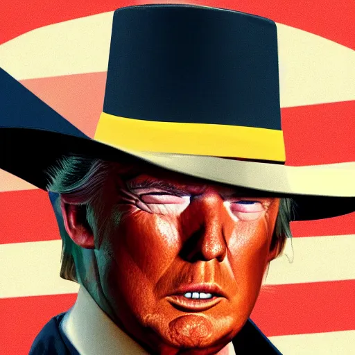 Prompt: donald trump as clint eastwood squinting at high noon in the style of a clint eastwood movie, the good, horse, cactus, the bad and the ugly, clint eastwood, steven seagal, vibe, bud spencer, donald trump, glory days, american flag, patriotism, apple pie, black and white, artgerm, trending on artstation