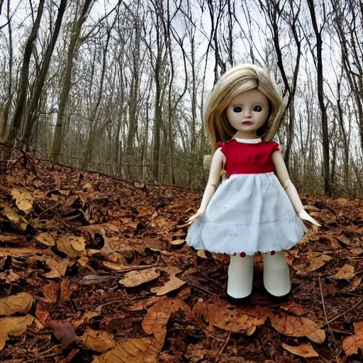 Image similar to broken doll in the woods, found footage