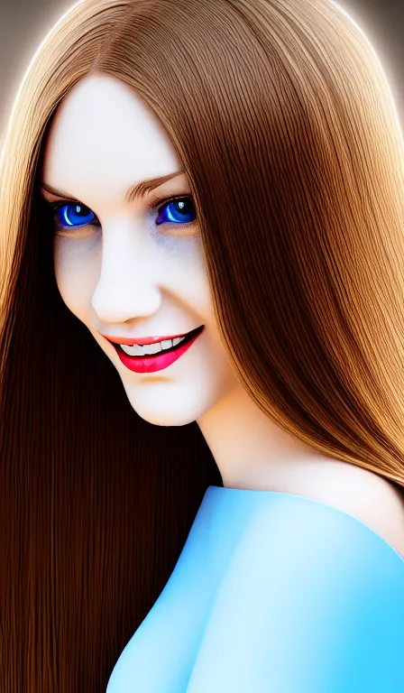 Prompt: professional digital art of a white incredibly !!!!attractive!!!! smiling woman with light brown hair blue eyes front view facing camera, wearing tight red dress, very attractive, impressive, Canon 40mm view, HD, 4k, cinematic, well composed, best on artstation, cgsociety, wlop, epic, stunning, gorgeous, intricate detail, much wow, masterpiece,
