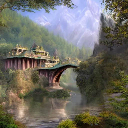 Image similar to Matte painting of Rivendell 4K