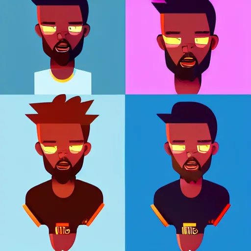 Image similar to 2 d character design, male rapper, vector art, digital art, portrait, 4 k, 8 k, sharp focus, smooth, illustration, concept art, music artist