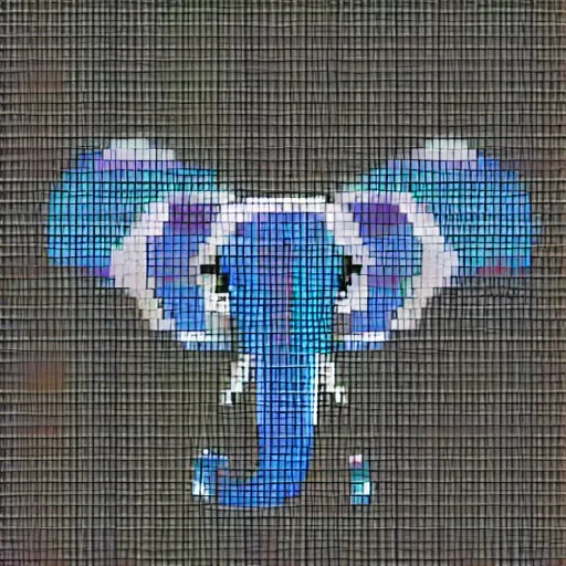 Prompt: an ultra pixelated elephant logo, 5 1 2 x 5 1 2 pixels.