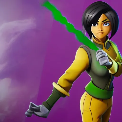 Image similar to toph beifong in fortnite, character render, full body shot, highly detailed, in game render