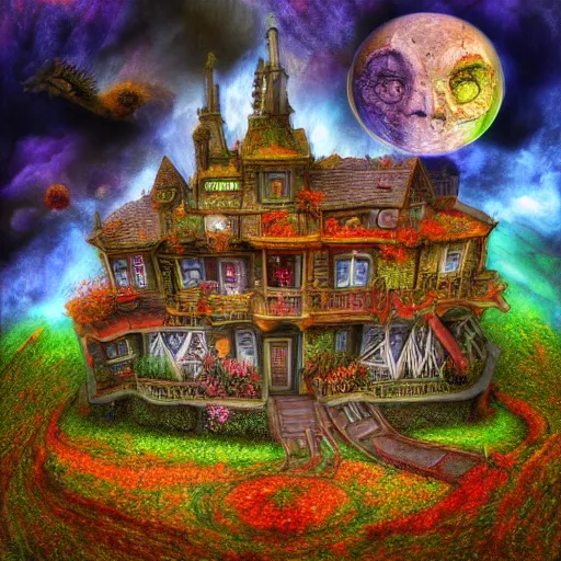 Image similar to Hell and heaven, inter dimensional villa, a heart full of envy, The Autumn Plague Gardener, Some cosmic angels, highly detailed, UE5, digital painting, HDRI, by vivid colors, high contrast, 8k resolution, intricate, beautiful and thematically complex, smooth, its softness partakes of fluidity, biodiversity in a world of change and constancy, by deiv calviz and bossmonsterbani