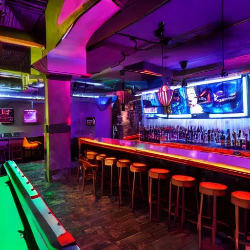 Image similar to a gaming bar, photograph