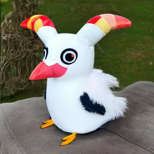 Image similar to a cute gryphon seagull plush doll