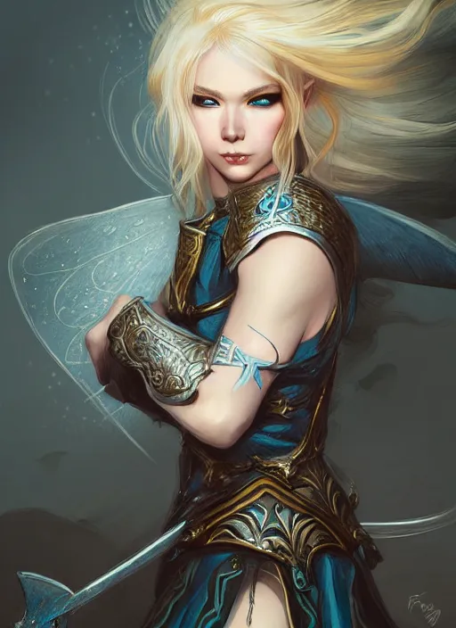 Image similar to blonde combat fairy venizian era, dark fantasy, extremely detailed, sharp focus, portrait, smooth, digital illustration, by rossdraws, frank franzzeta