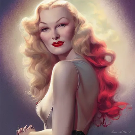 Image similar to a portrait of veronica lake by charlie bowater and anna dittmann and gil elvgren.