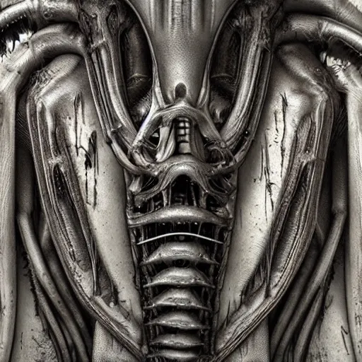 Prompt: Ant hr giger style, octane, 3d, horror, super details