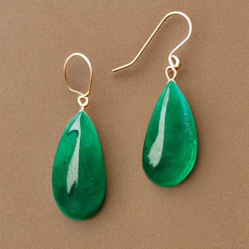 Prompt: product photo of emerald leech earrings